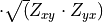 \cdot \sqrt(Z_{xy} \cdot Z_{yx})